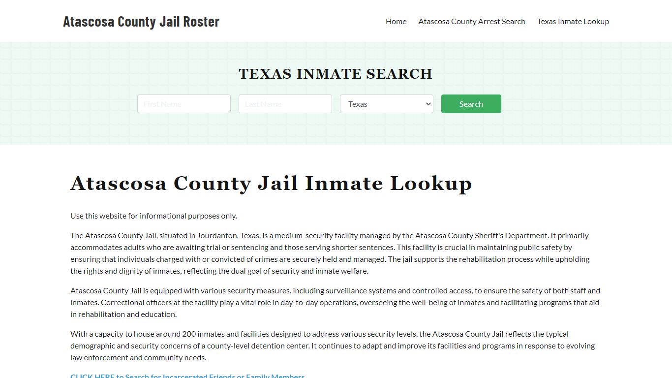 Atascosa County Jail Roster Lookup, TX, Inmate Search