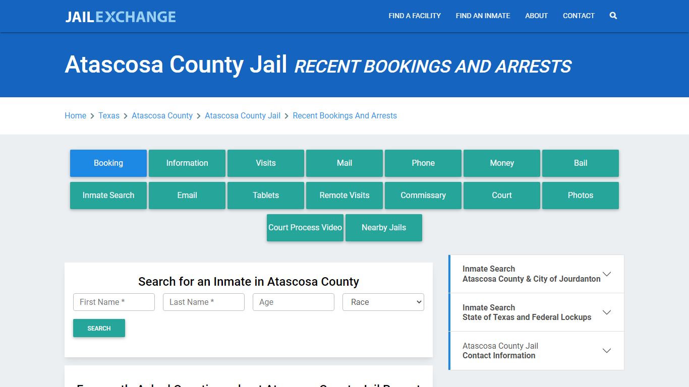 Atascosa County Jail Recent Bookings And Arrests - Jail Exchange